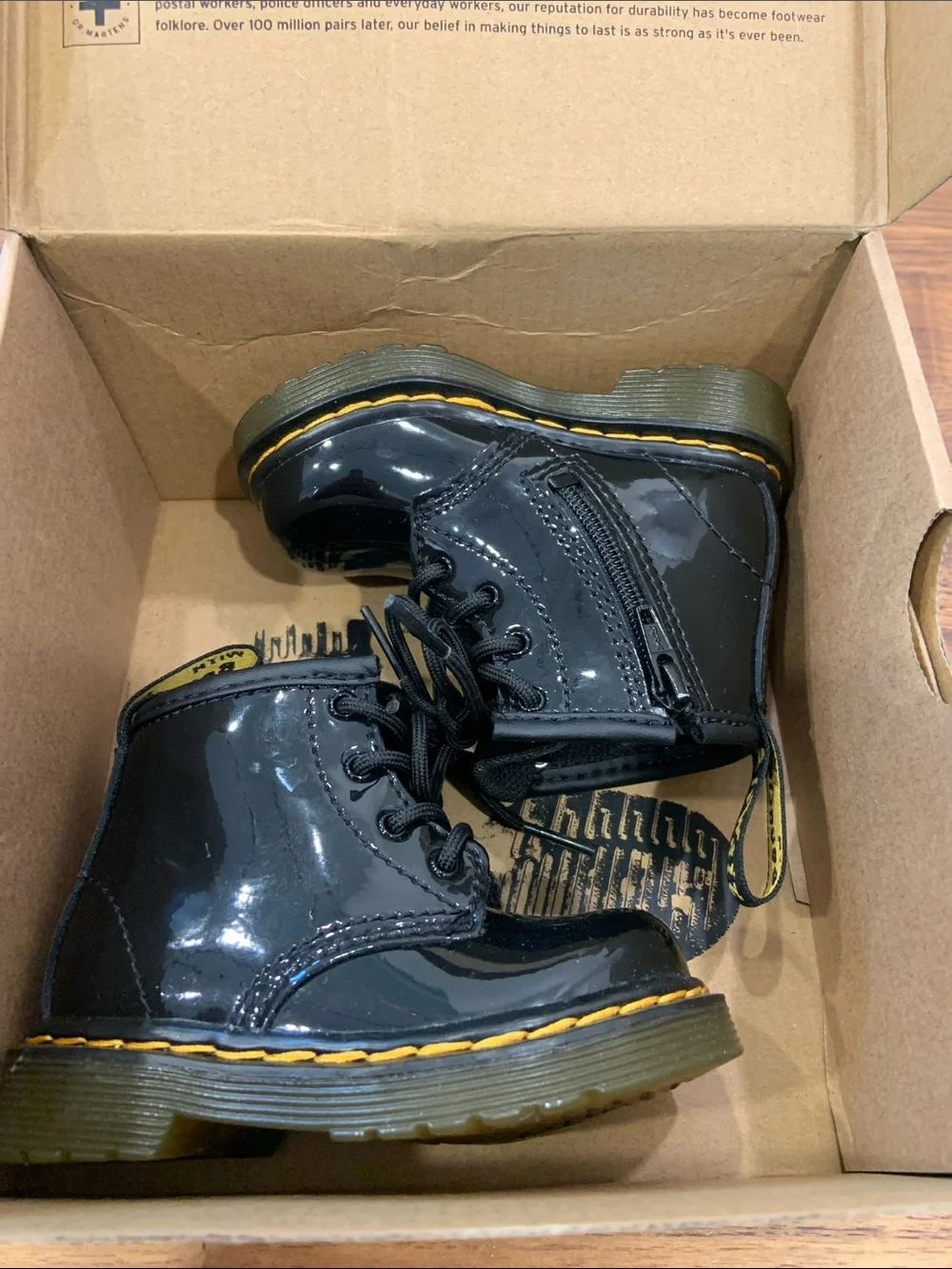 New in Box - Dr. Martens Infant 1460 Black Patent Boots Toddler Size 4